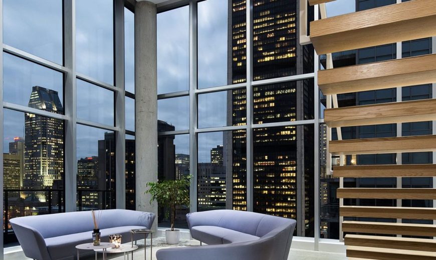 Dazzling View of Cityscape: Minimal Penthouse Brings Downtown Montreal Indoors