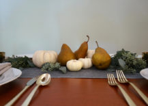 Gold flatware makes this centerpiece pop 217x155 A Bountiful Centerpiece for Your Thanksgiving Table