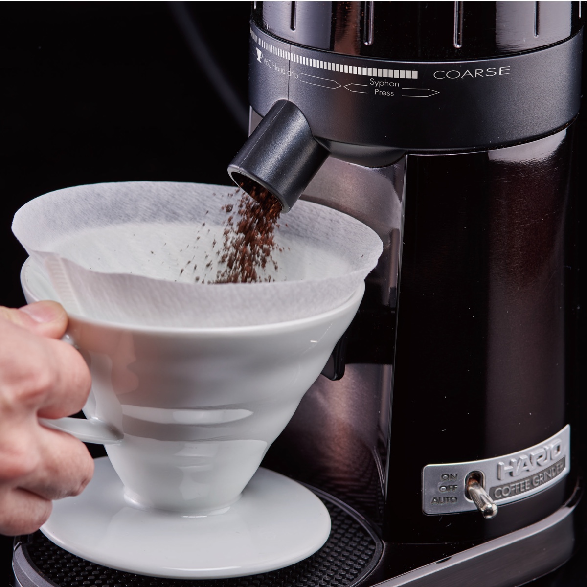 Hario electric V60 coffee grinder.