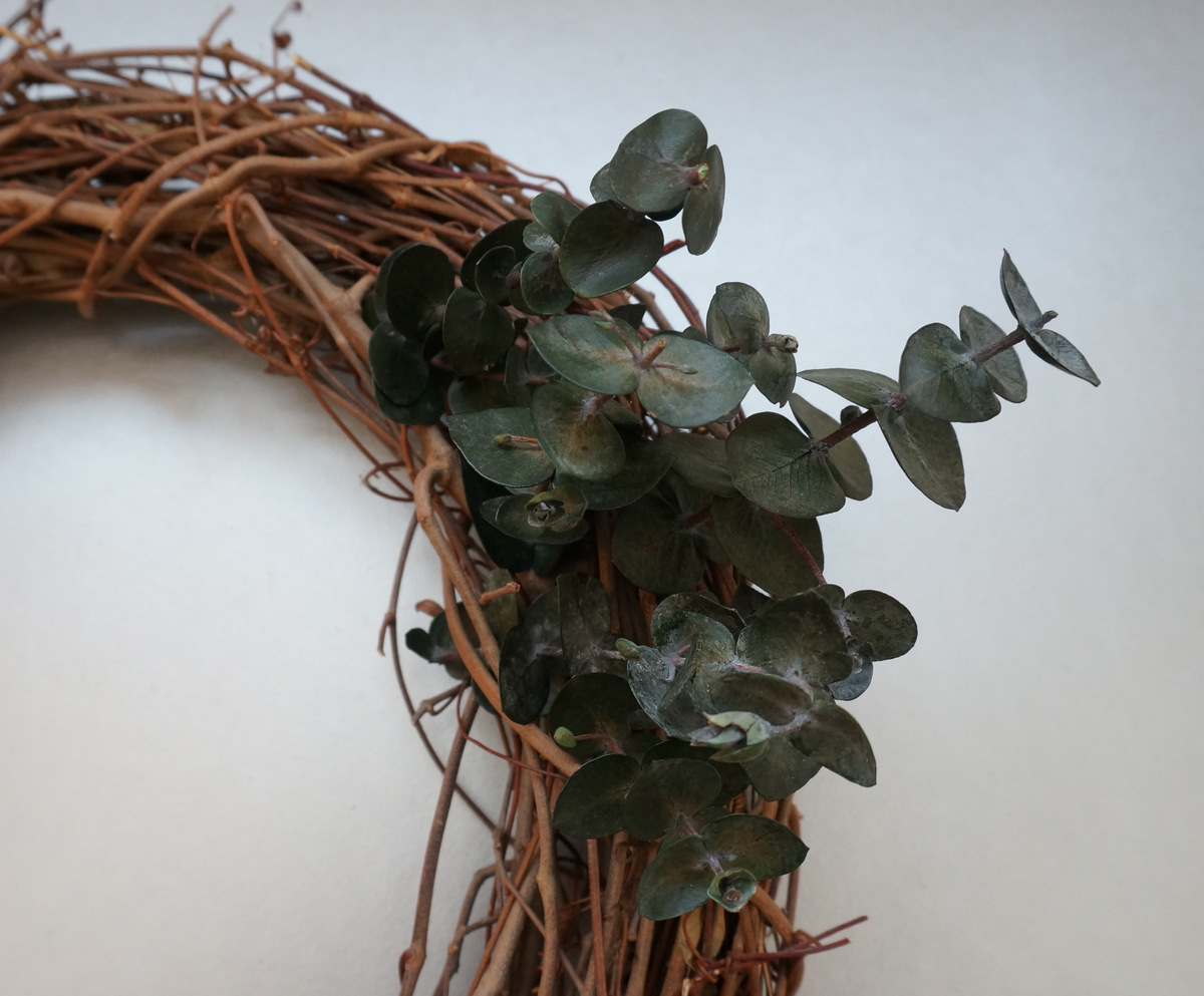 Holiday wreath with eucalyptus