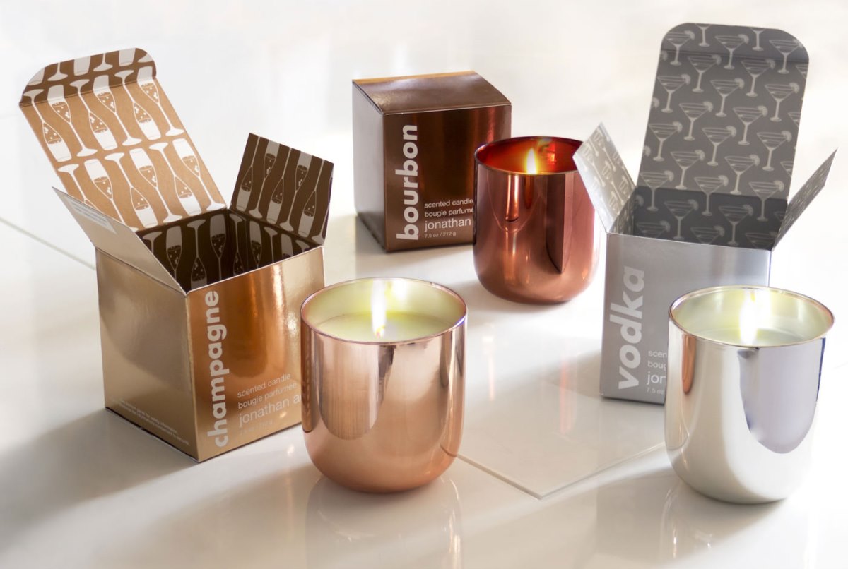 Metallic scented candles from Jonathan Adler