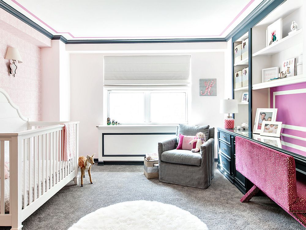 Nursery and home office rolled into one inside this glam New York home!