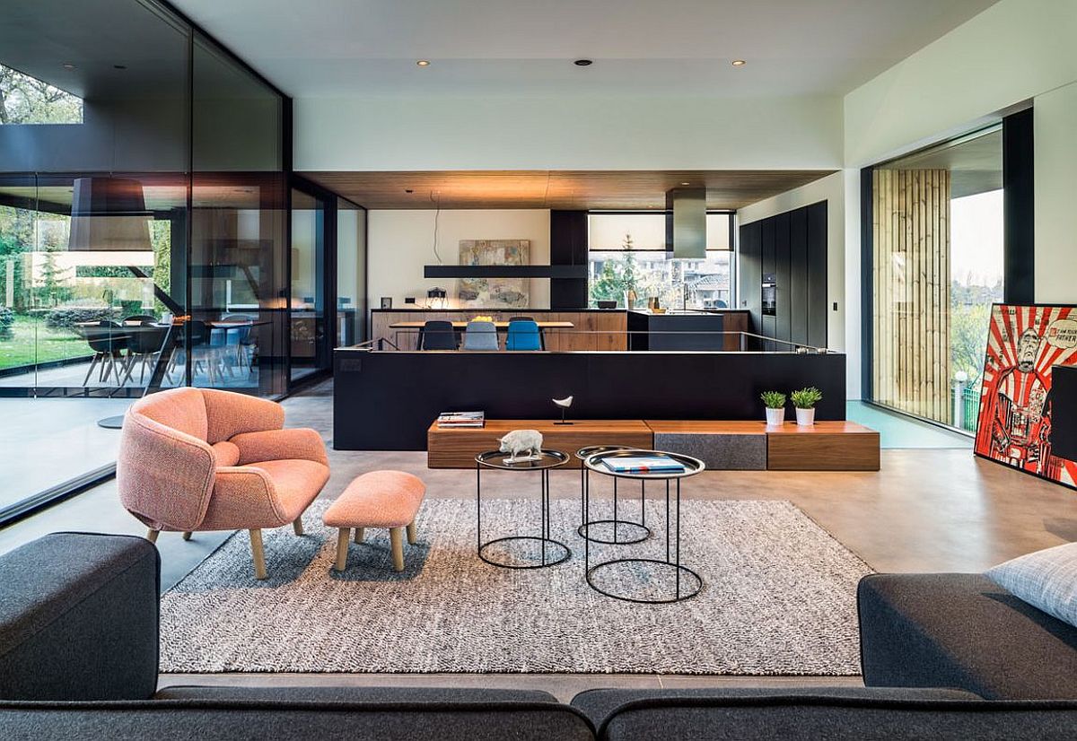 Open living area and kitchen of the Pagoda House