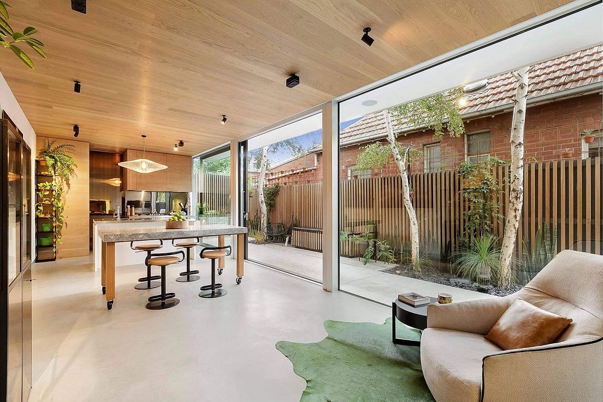 Open living area, kitchen and dining area of the Windsor Residence