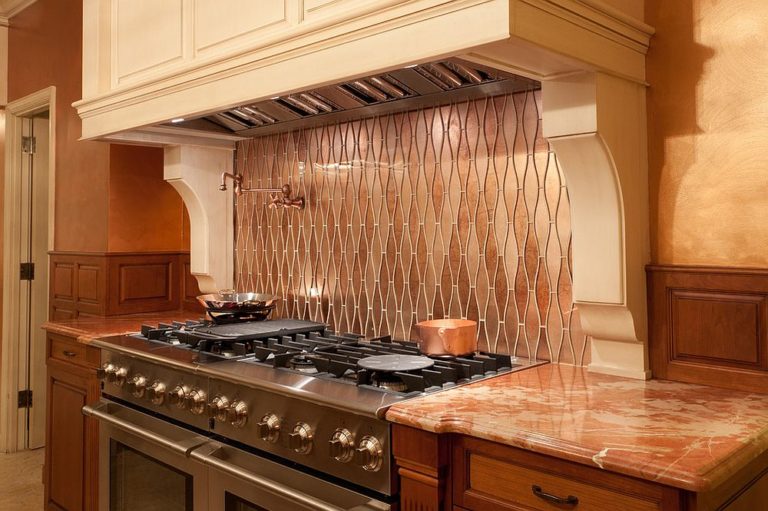 kitchen backsplash copper tile with design