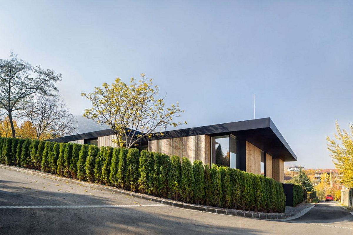 Street view of contemporary home on the outskirts of Sofia