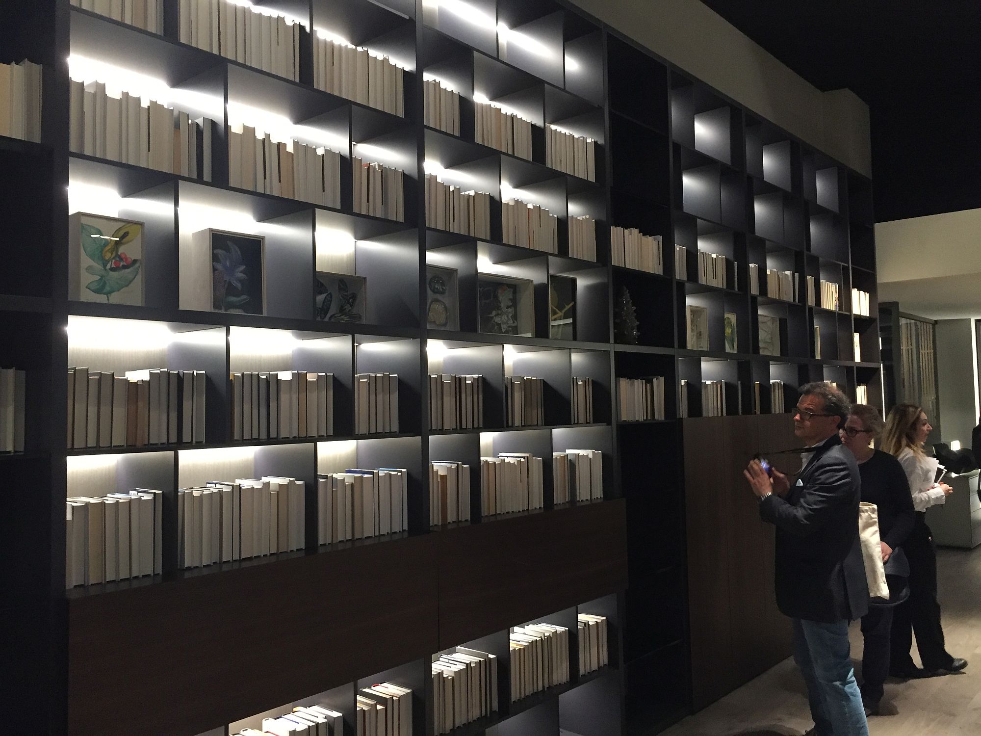 Stunning way to decorate your home library wall with illuminated bookshelves filled with your vast book collection