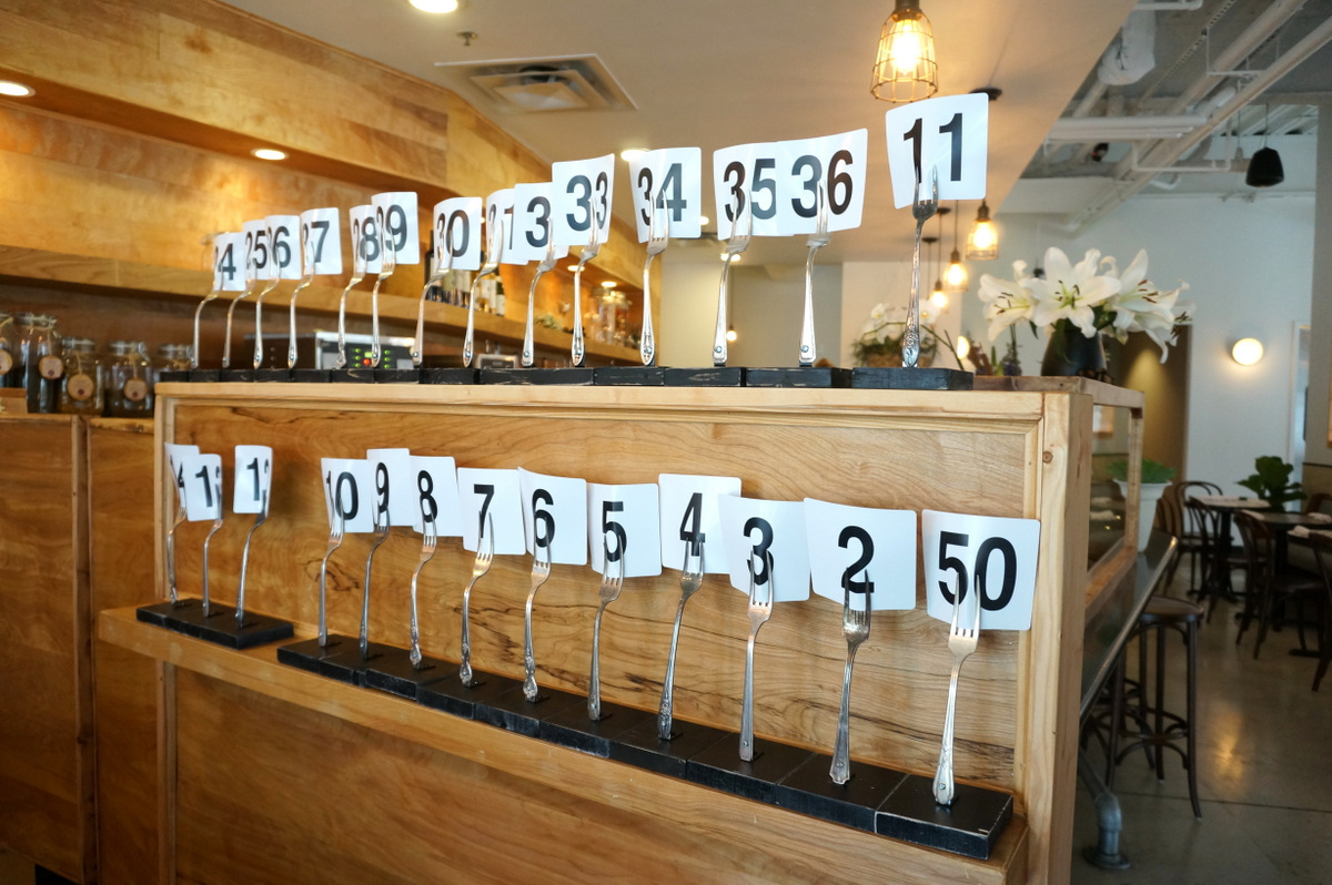Vintage fork table numbers at Citizen Eatery