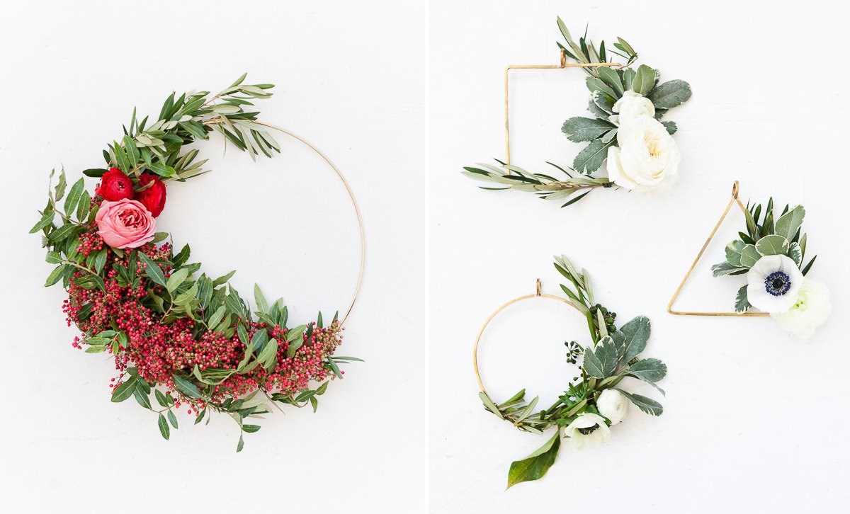 Asymmetrical wreaths from Paper & Stitch