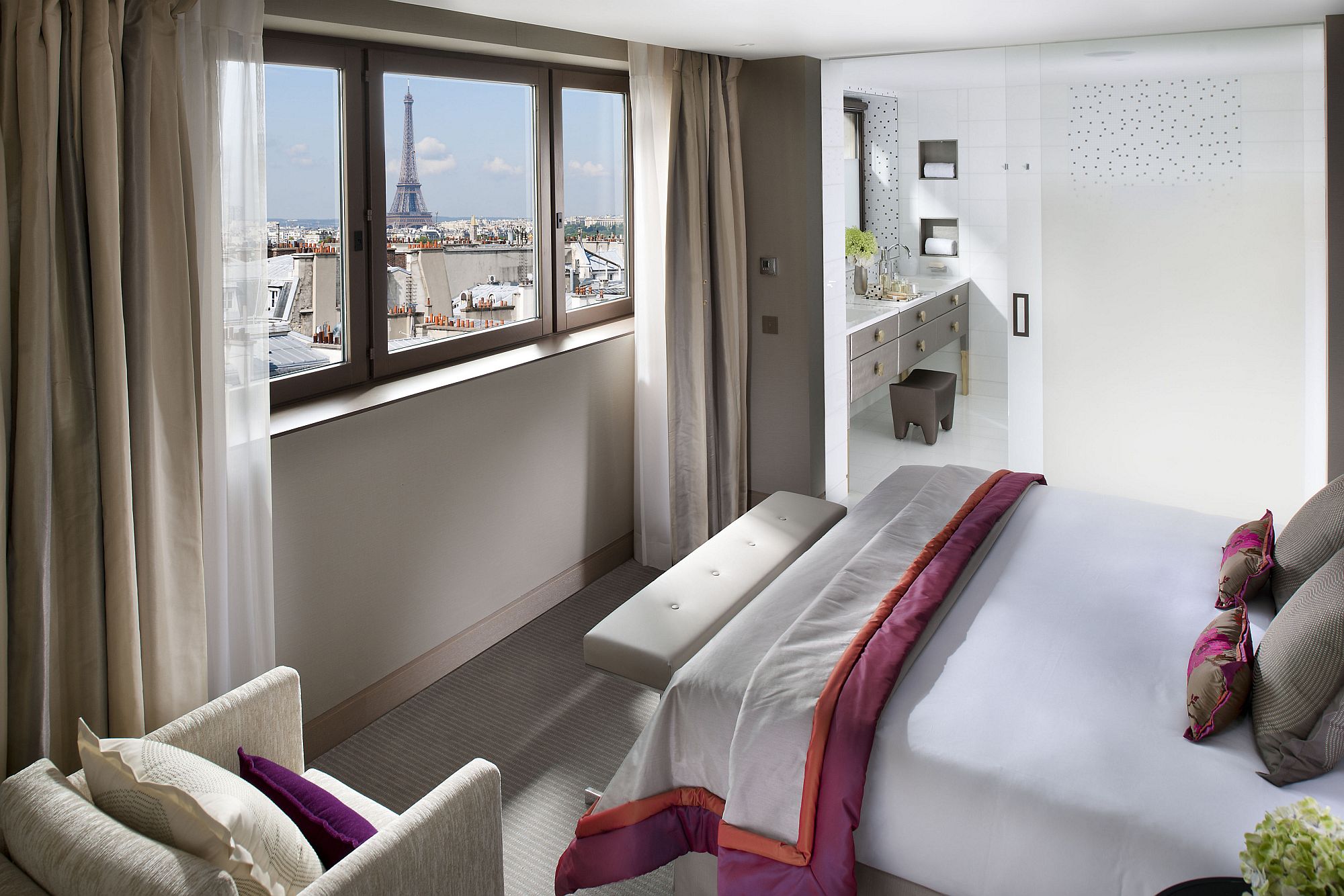 Atelier suite bedroom at Mandarin Oriental, Paris