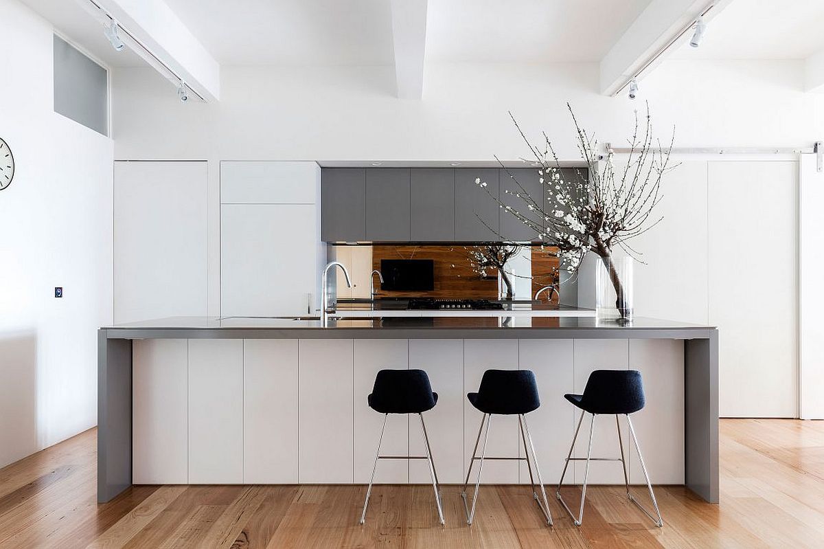 Contemporary kitchen in gray and white