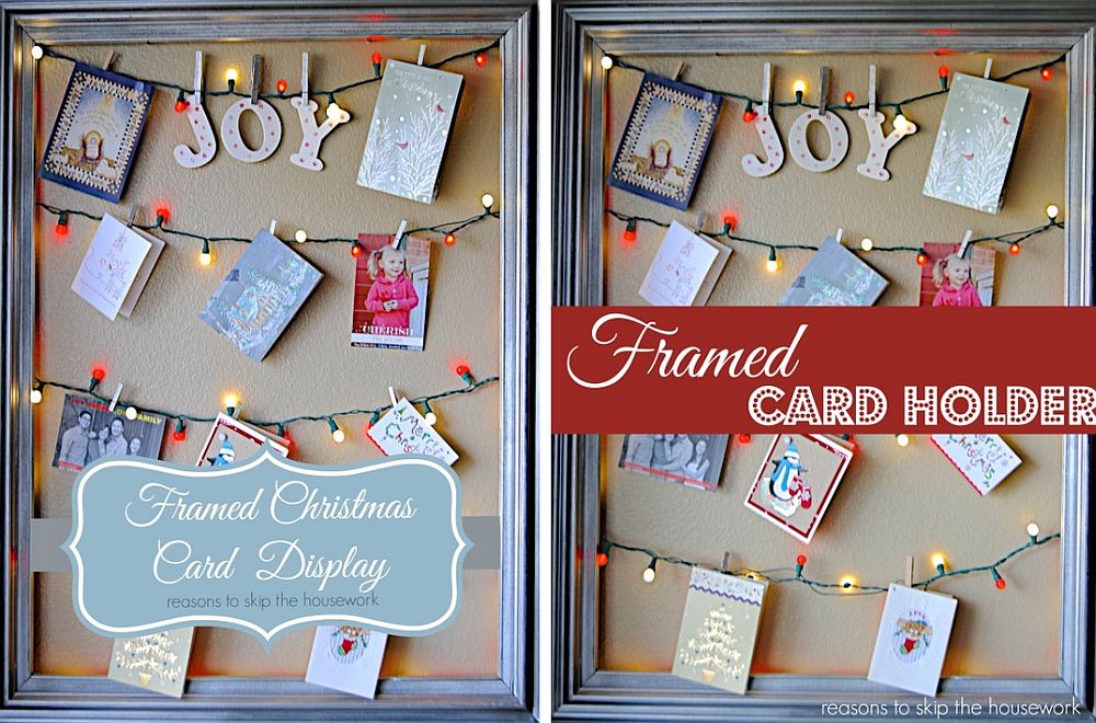 DIY framed Christmas card display [From: Reasons to Skip the Housework]