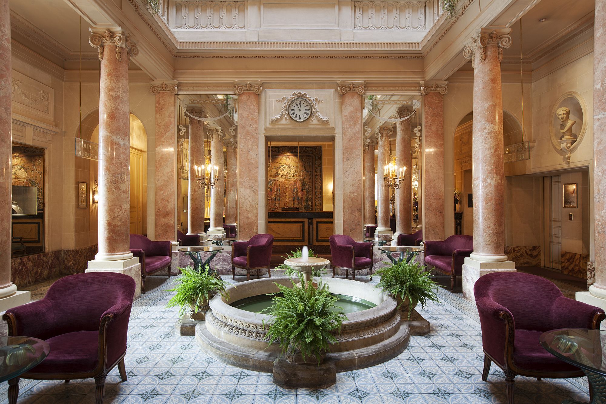 Delightful and dashing atrium at Hotel Beau Rivage