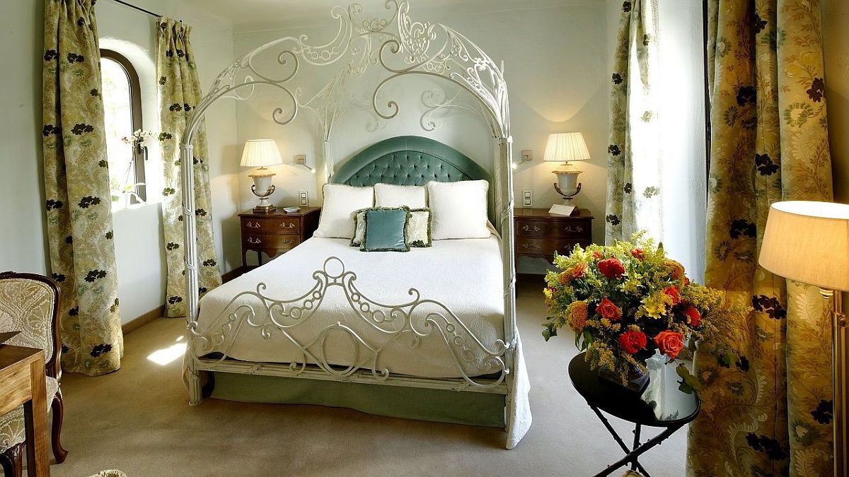 French country style inside the hotel room draped with luxury