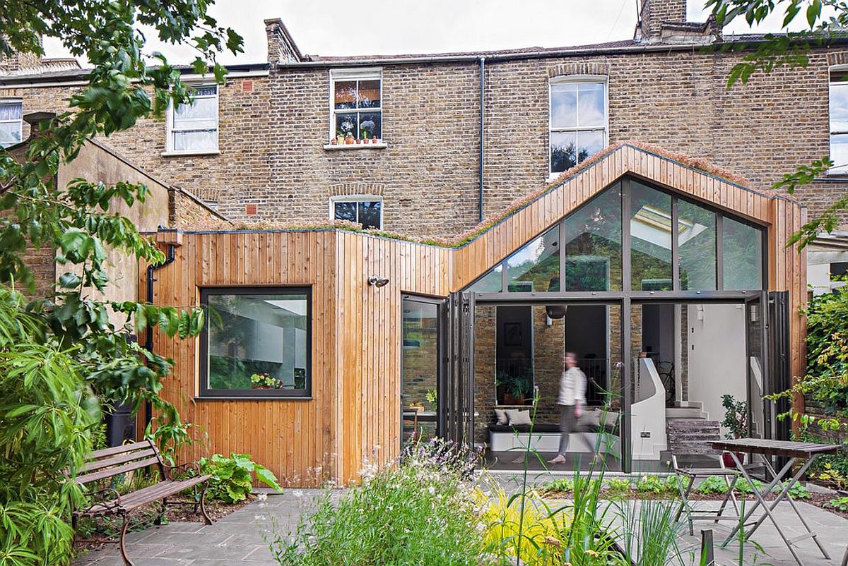 Glazed timber clad extension of the classic London home