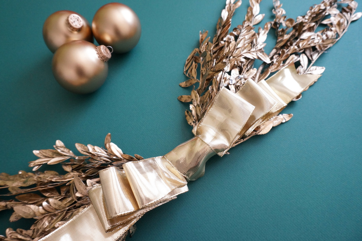 Gold holiday wreath
