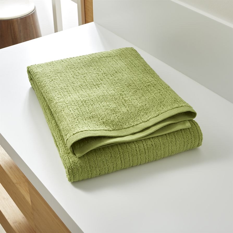 Green bath towel from Crate & Barrel