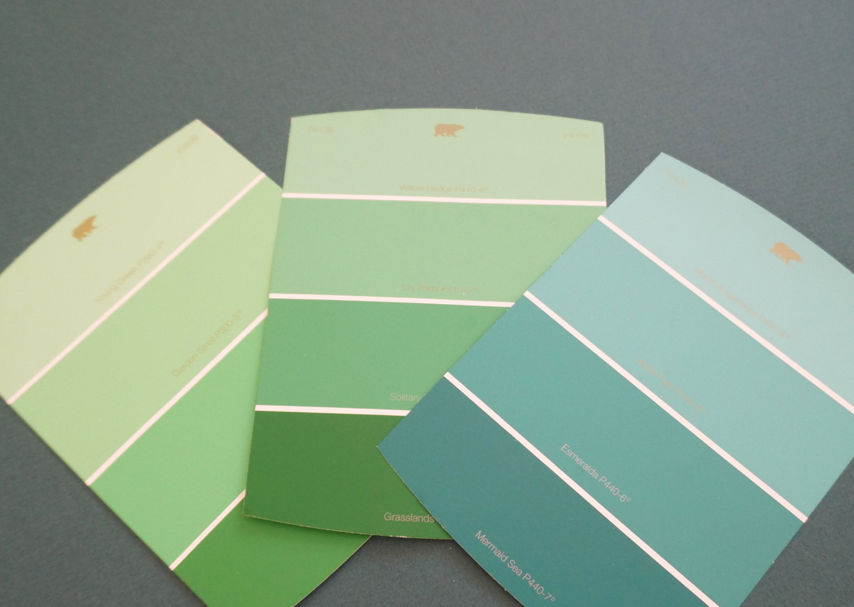 Green paint sample cards