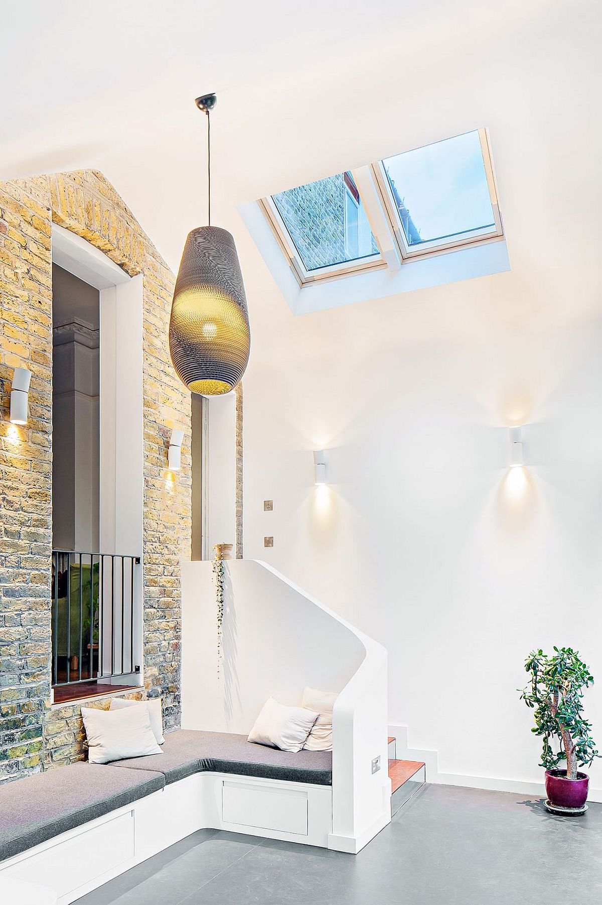 High ceiling of the modern extension gives it a spacious appeal
