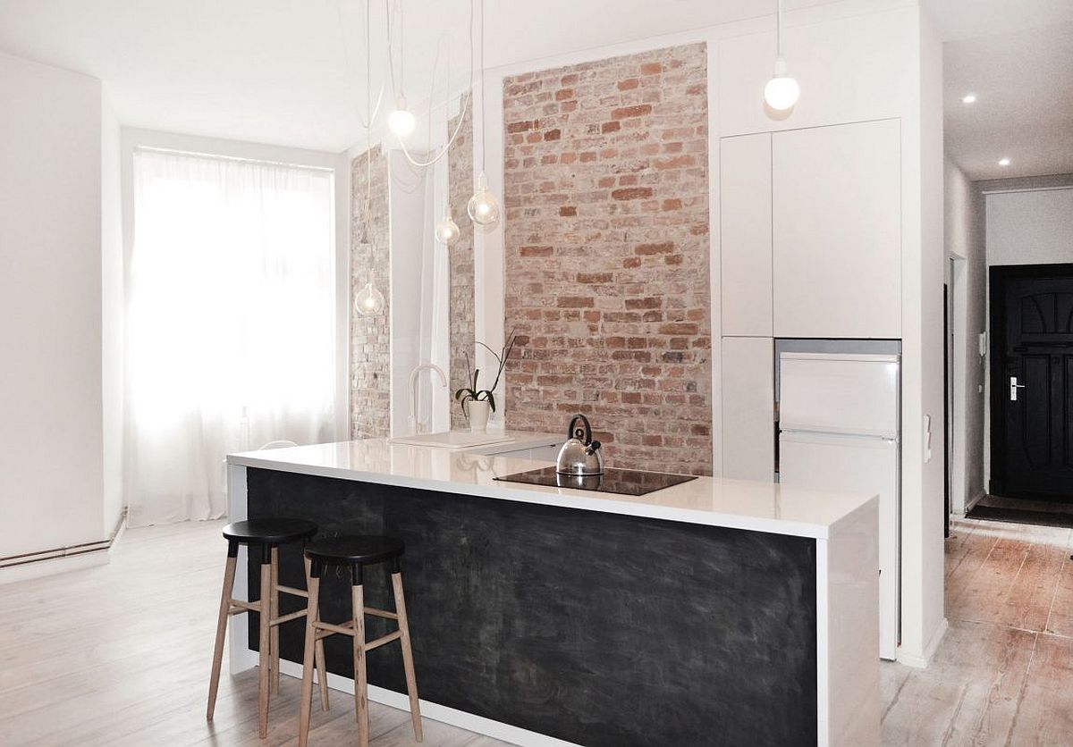 L-shaped kitchen island for the small kitchen in white