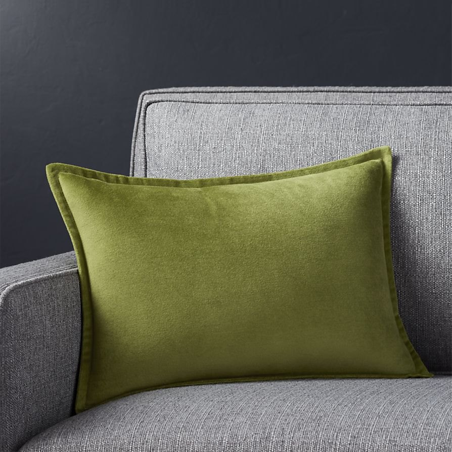 Leaf green pillow from Crate & Barrel