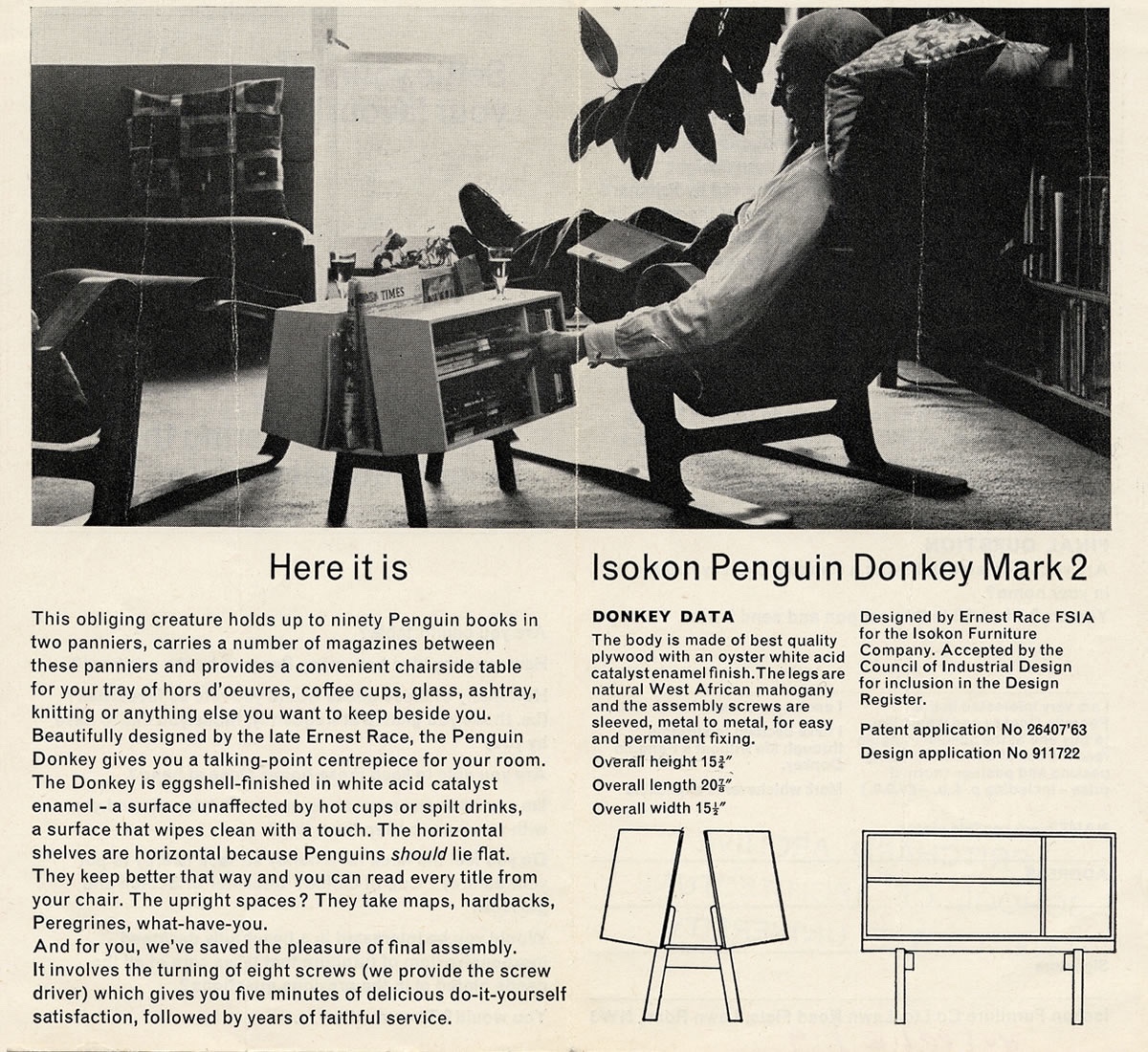 Isokon Penguin Donkey Mark 2 promotional leaflet.