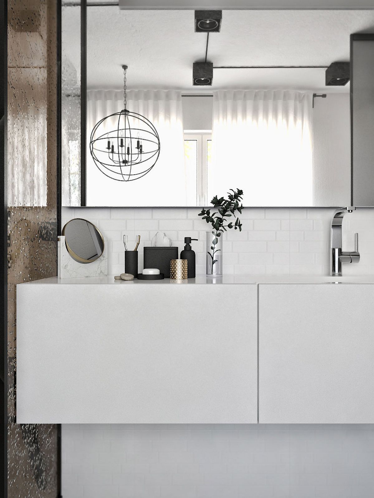 Modern bathroom floating vanity in white