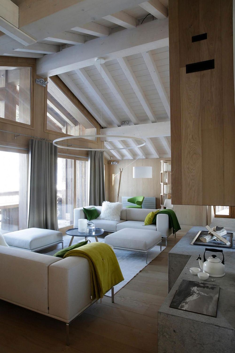 Neutral contemporary interior of Chalet in France