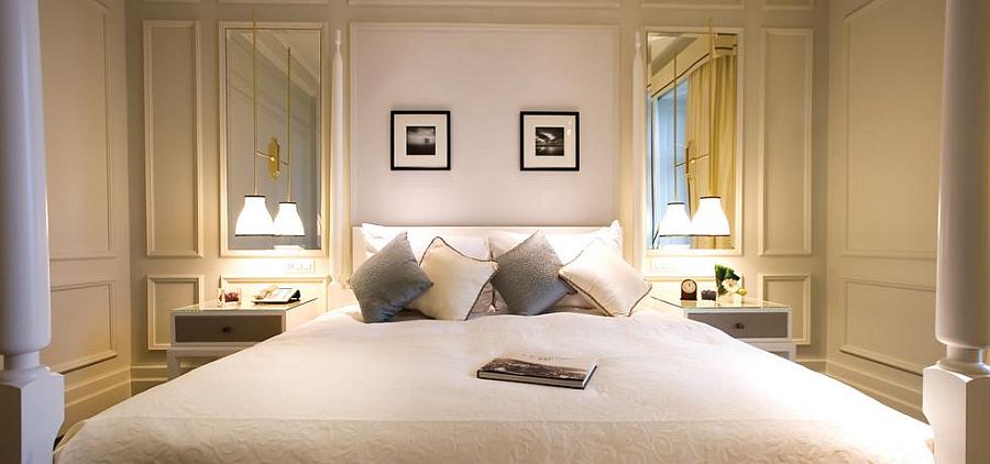 Opulent interiors of luxury suite at Fairmont Le Montreux Palace