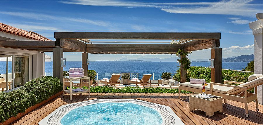 Private deck and pool at the luxurious Hotel du Cap-Eden-Roc