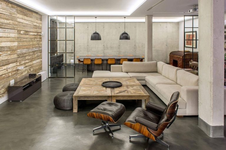Modern Industrial Madrid Home Dressed in Concrete, Wood and Gray | Decoist