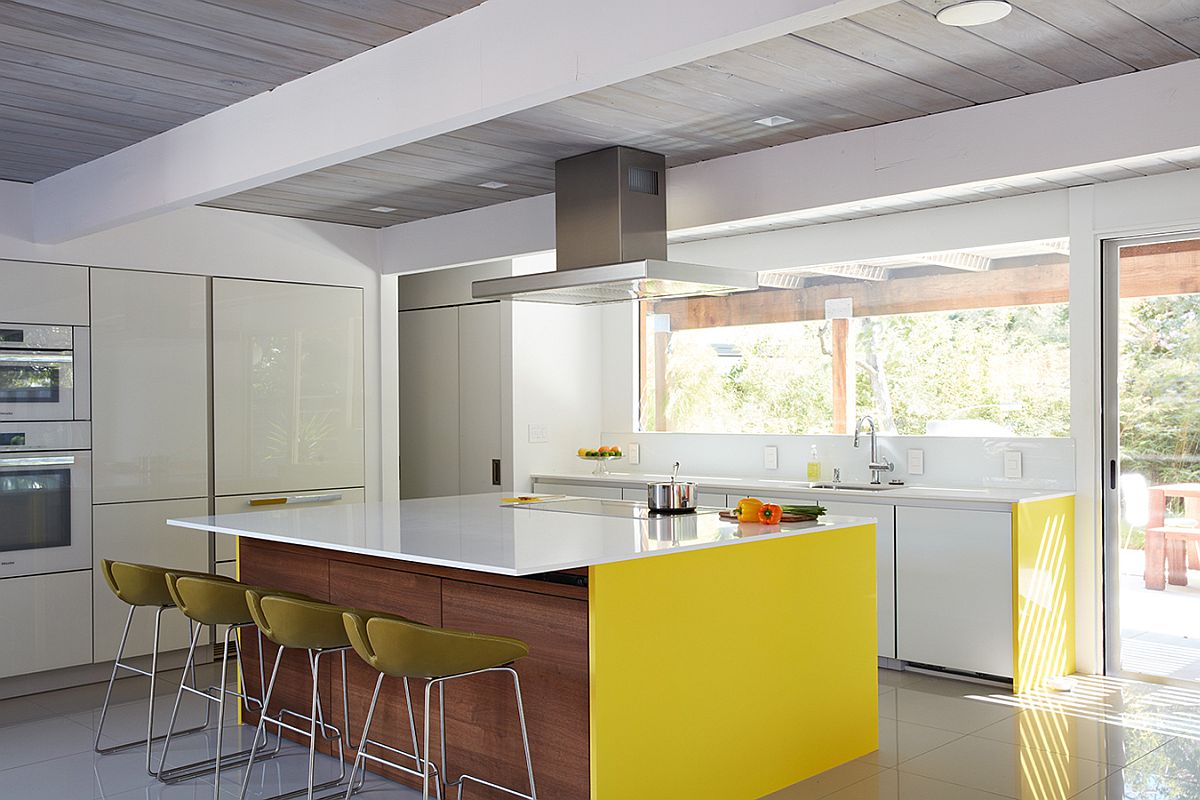 Spacious modern kitchen with a large kitchen island