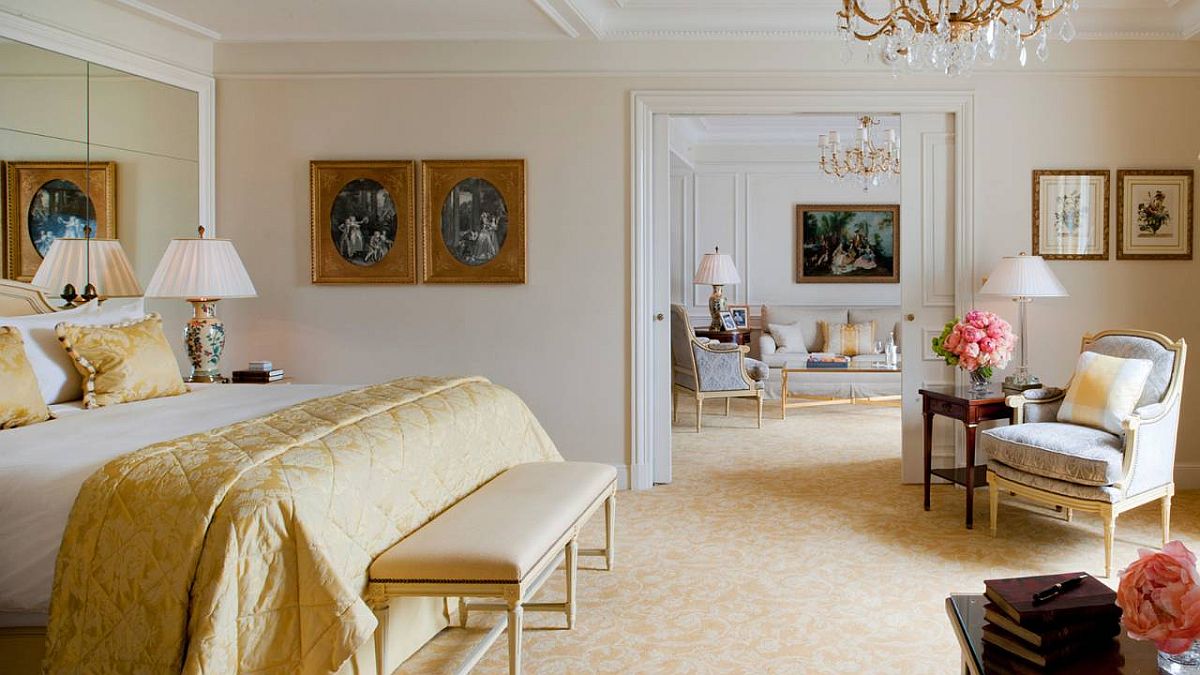 Suite bedroom at Four Seasons Hotel George V Paris