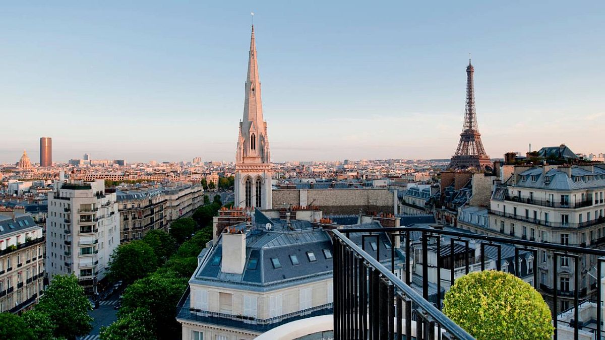 View from the penthouse of Four Seasons Hotel George V Paris