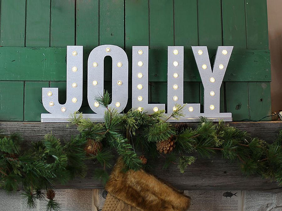 Vintage and industrial DIY Christmas decorating idea with letters and lights [From: craftcuts]