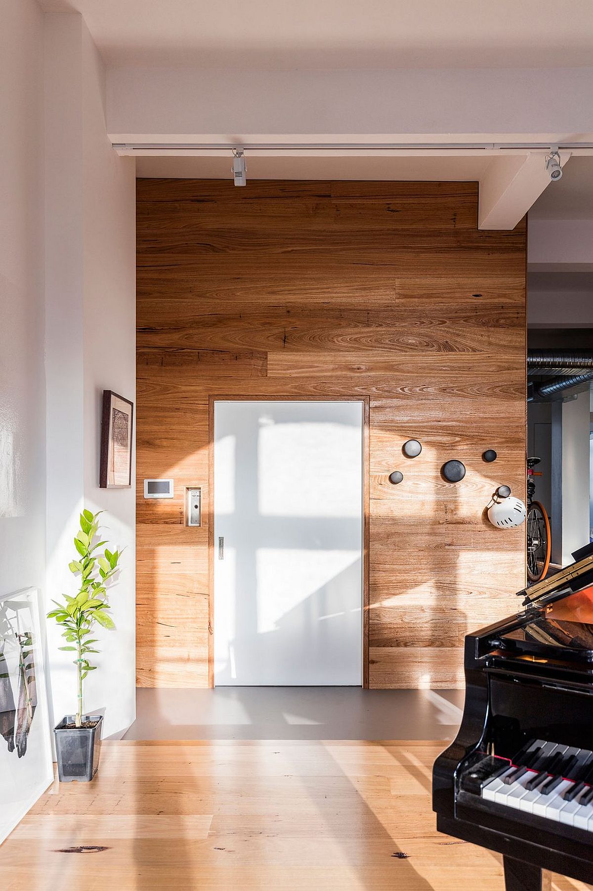 Wooden accent wall for the living room