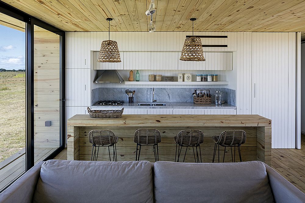 Beach style interior and kitchen of the prefab