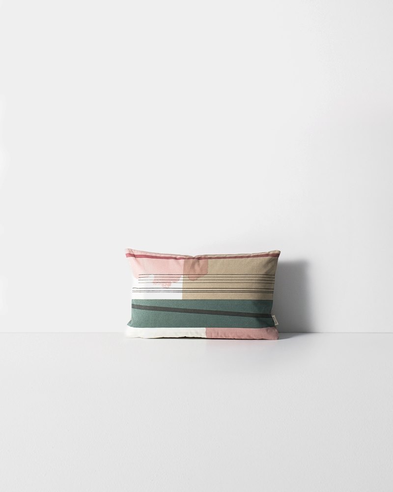 Colorblocked pillow with beige