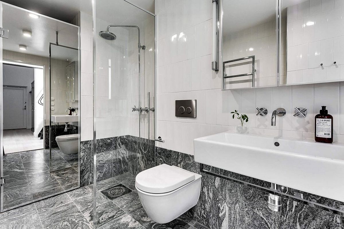 Contemporary bathroom in black and white