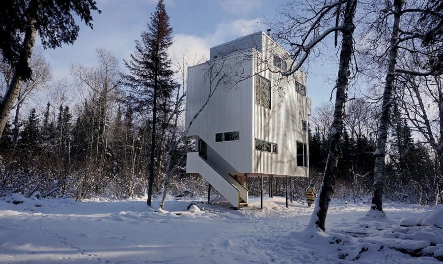 Pole House: an Idyllic Winter Escape That Stands on Recycled Gas Pipes