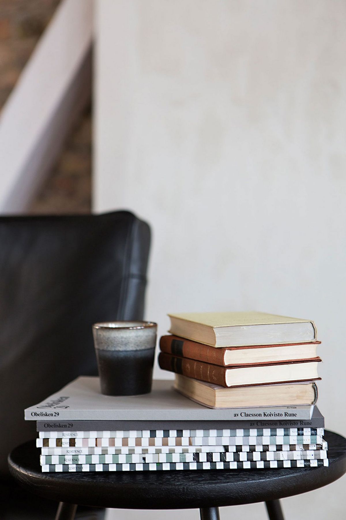 Decorating the small side table in the reading nook