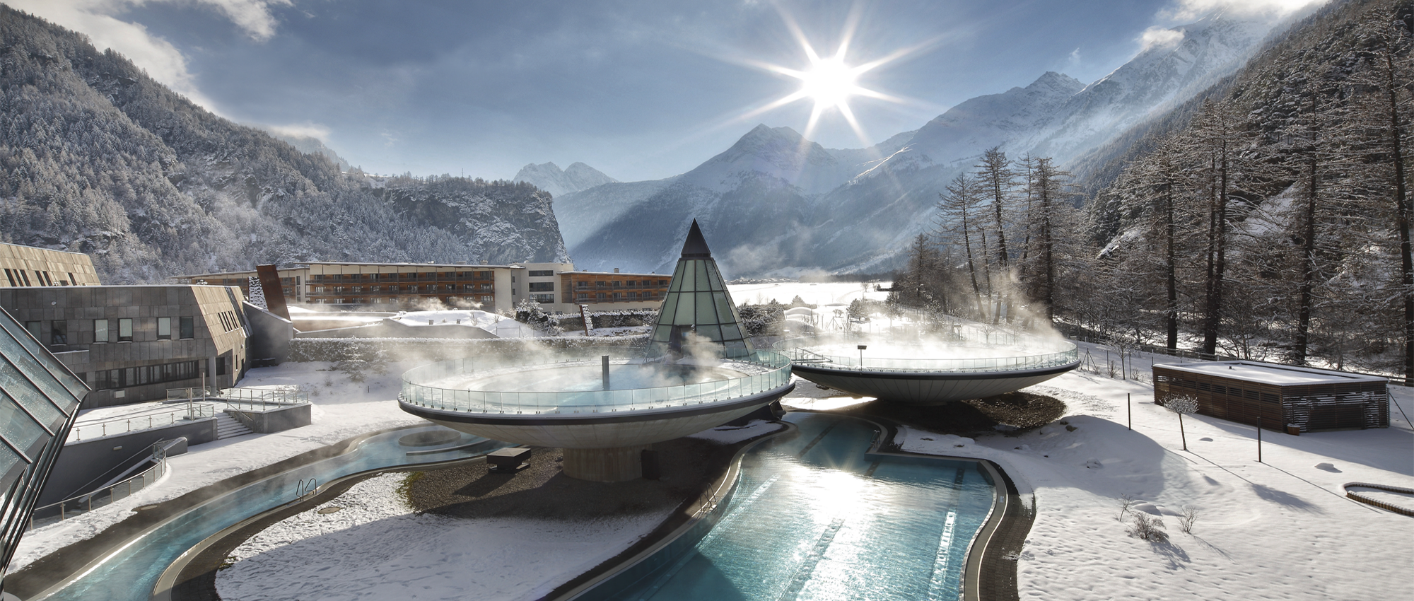 Enjoy the world's most amazing thermal spa at Aqua Dome in Solden, Austria