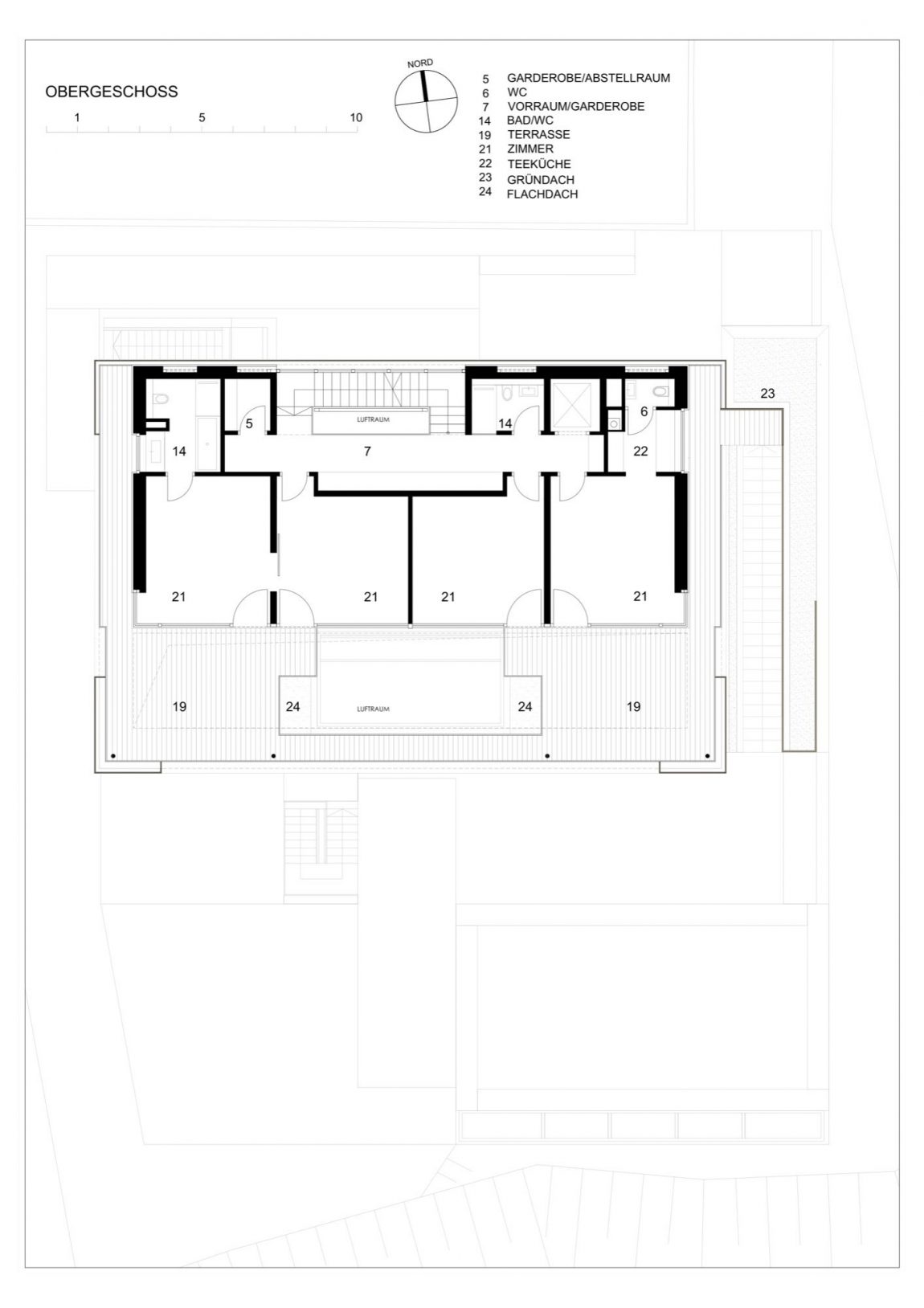 Floor plan of the third level with private spaces