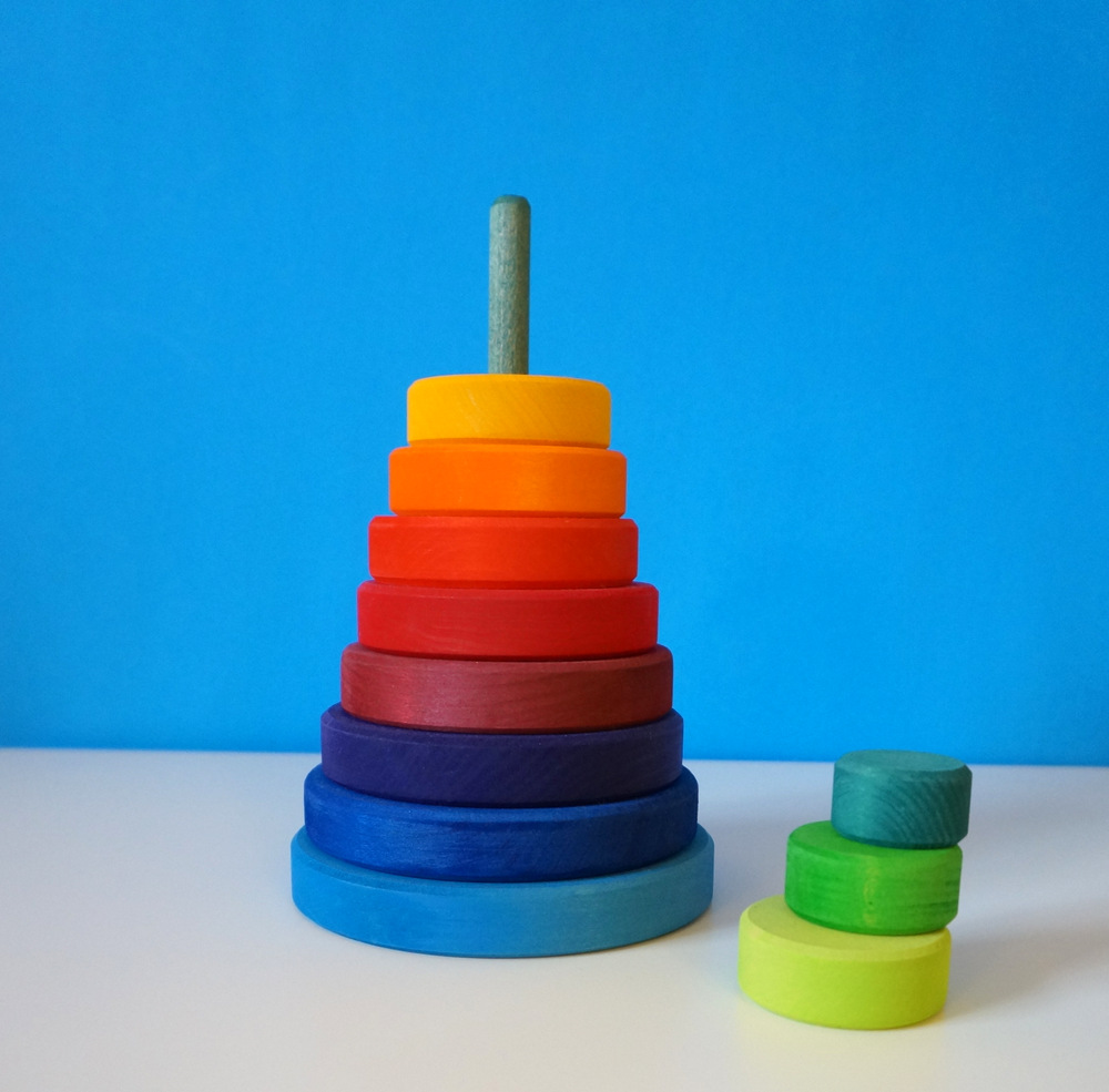 Grimm's Rainbow Stacker is available at The Land of Nod