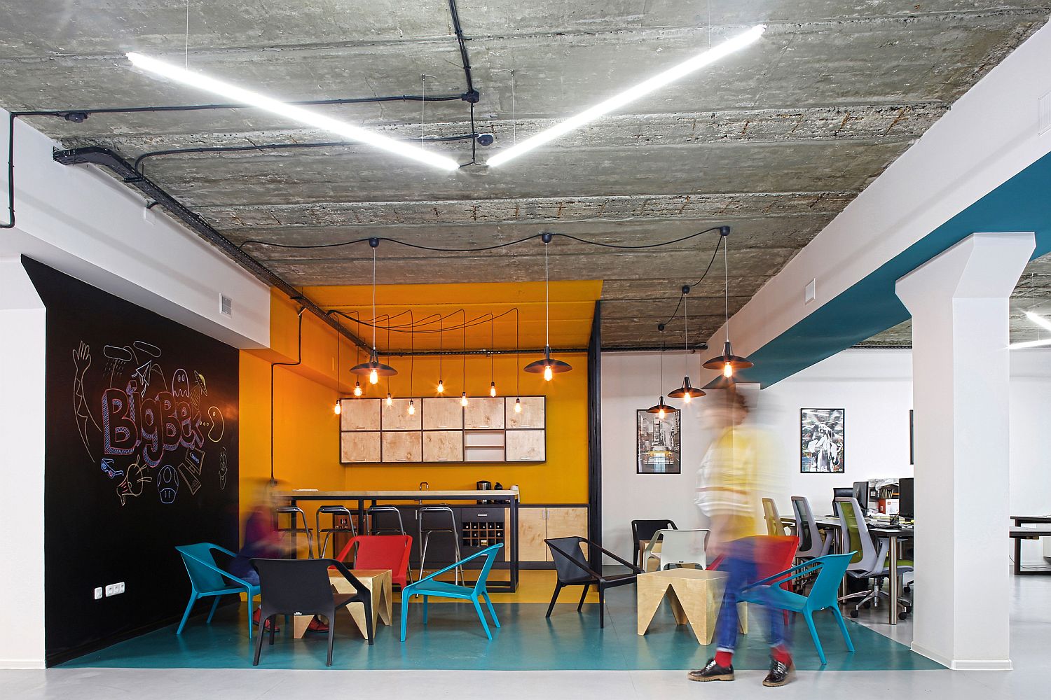 Innovative office in Armenia is filled with color and industrial flair