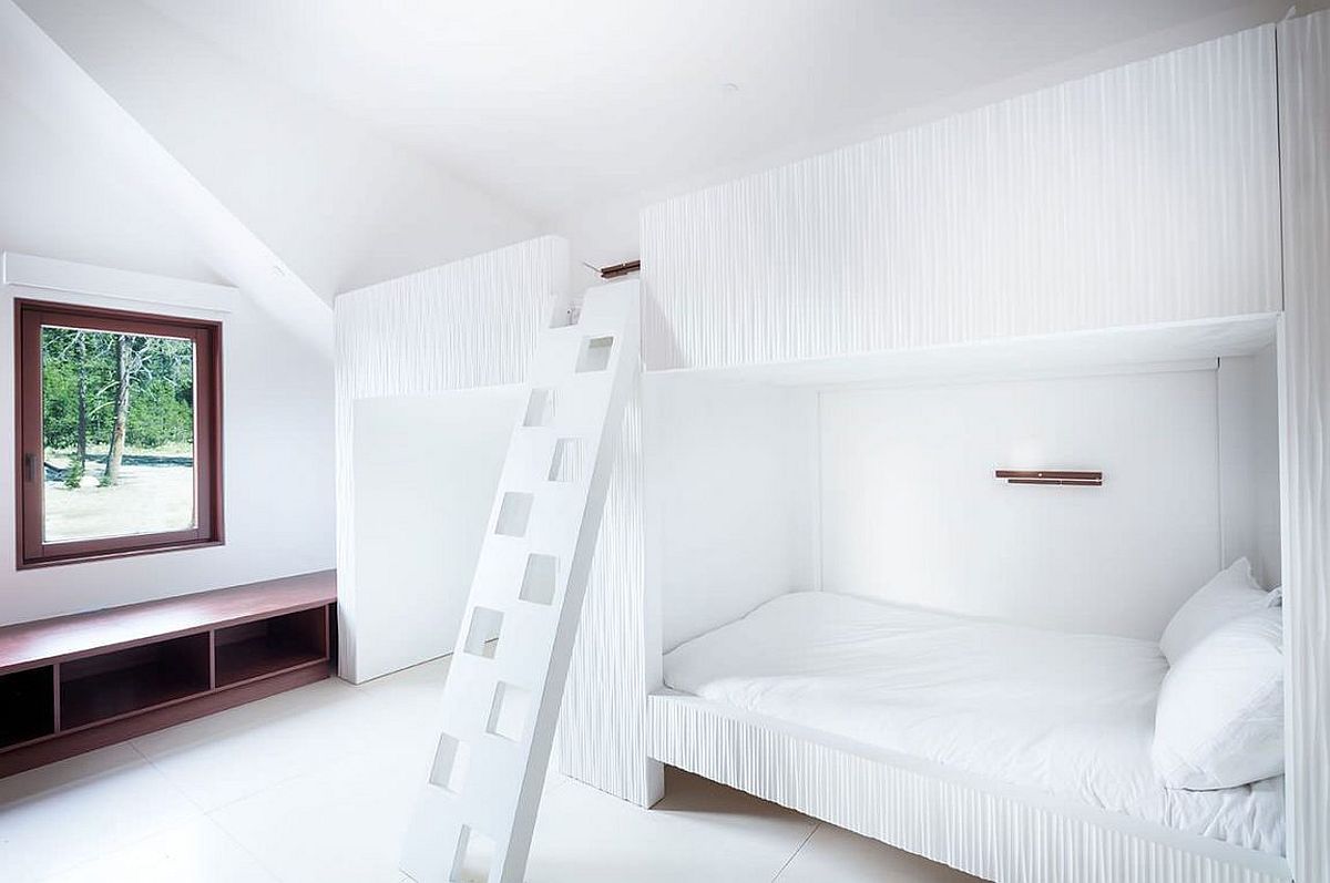 Kids' bedroom with bunk bed in white