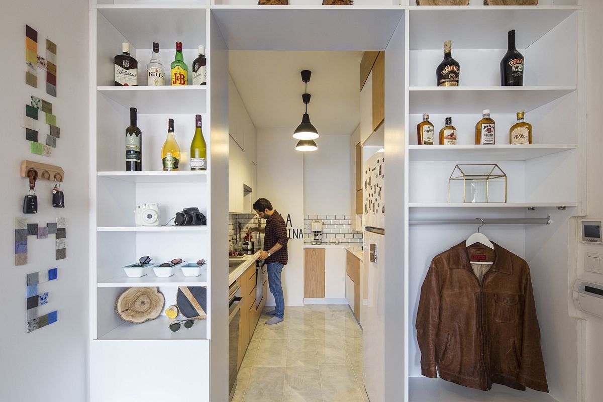 Kitchen in white for the small modern apartment