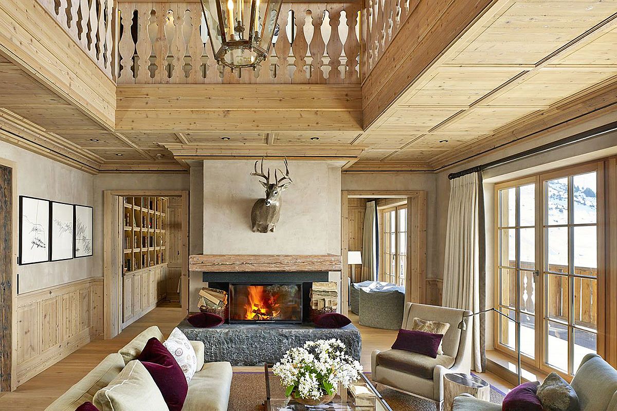 Living room of the classic chalet in Austria