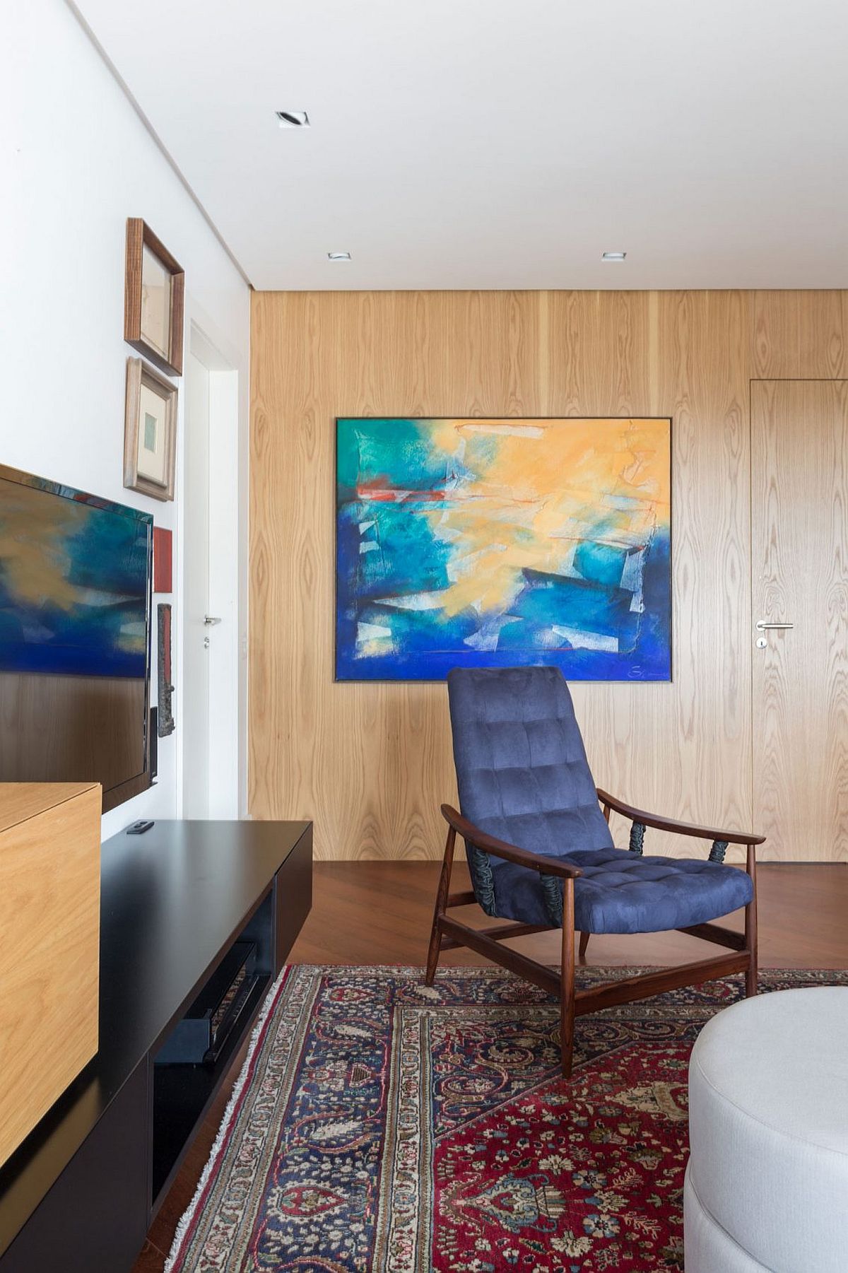 Modern wall art adds color to the interior