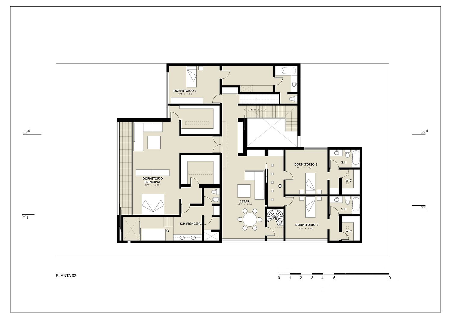 Private level floor plan of House M in Lima